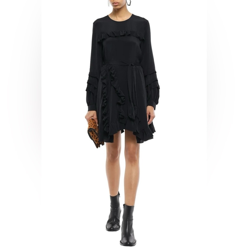 IRO Frill Belted Ruffle Trim Mini Dress 40